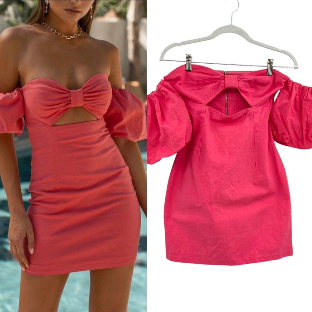 Runaway the Label The Ximena Dress Off the Shoulder Coral Pink Size Small / US 4 - Picture 1 of 12
